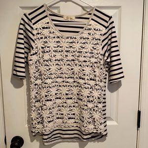 Lili Rose Crochet And Striped Top